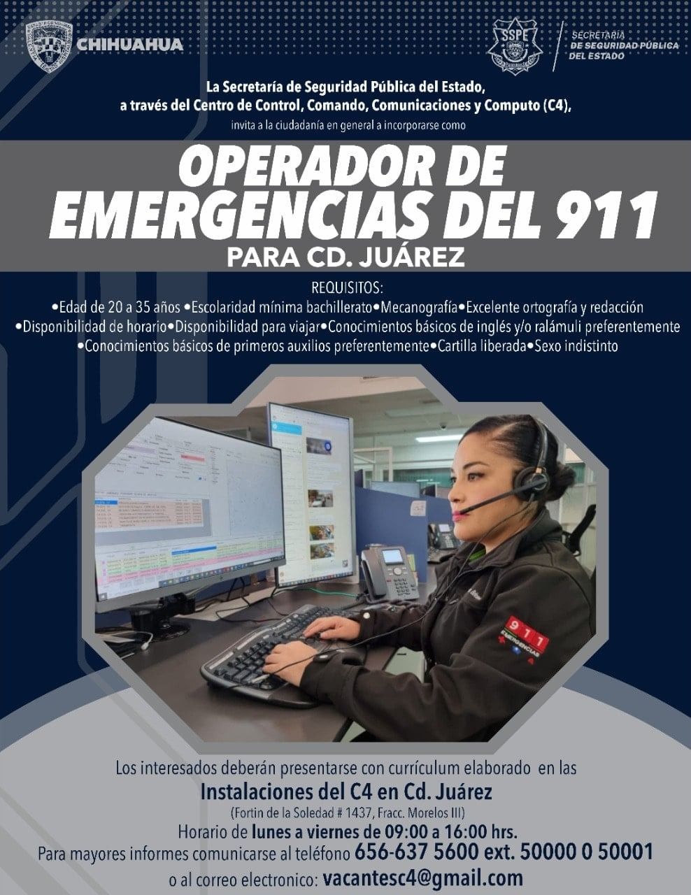 Busca 9-1-1 interesados en Ciudad Juárez para integrarse como operadores de  emergencias